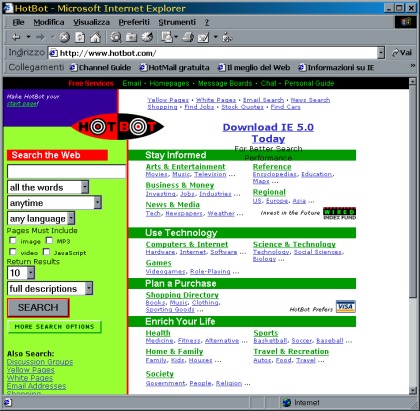 Figura 12 - La pagina principale di Hotbot