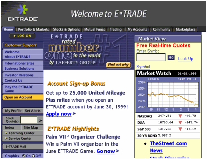 Figura 9 - E*trade, uno dei pi noti siti di compravendita azioni on-line