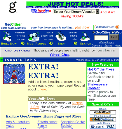 Figura 7 - La home page di Geocities