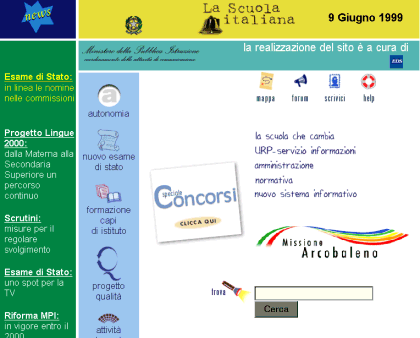 Figura 15 - Il sito del Ministero della Pubblica Istruzione